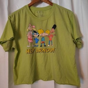 Nickelodeon Hey Arnold! Short Sleeve Graphic Crop Top Size XL